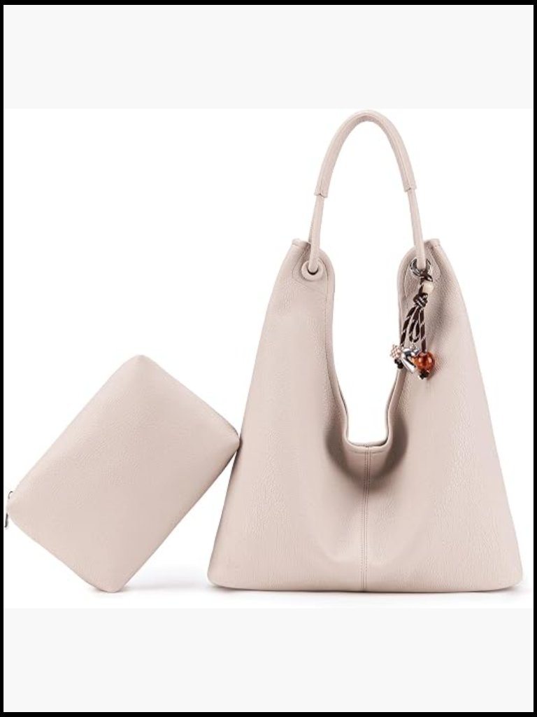 Hobo Purse Slouchy Shoulder Bag Vegan Leather With Charm And Small Purse